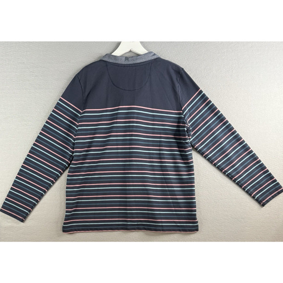 L.L. Bean Striped Rugby Top Womens Sz XL Blue 100% Cotton Pullover Preppy - Picture 4 of 10